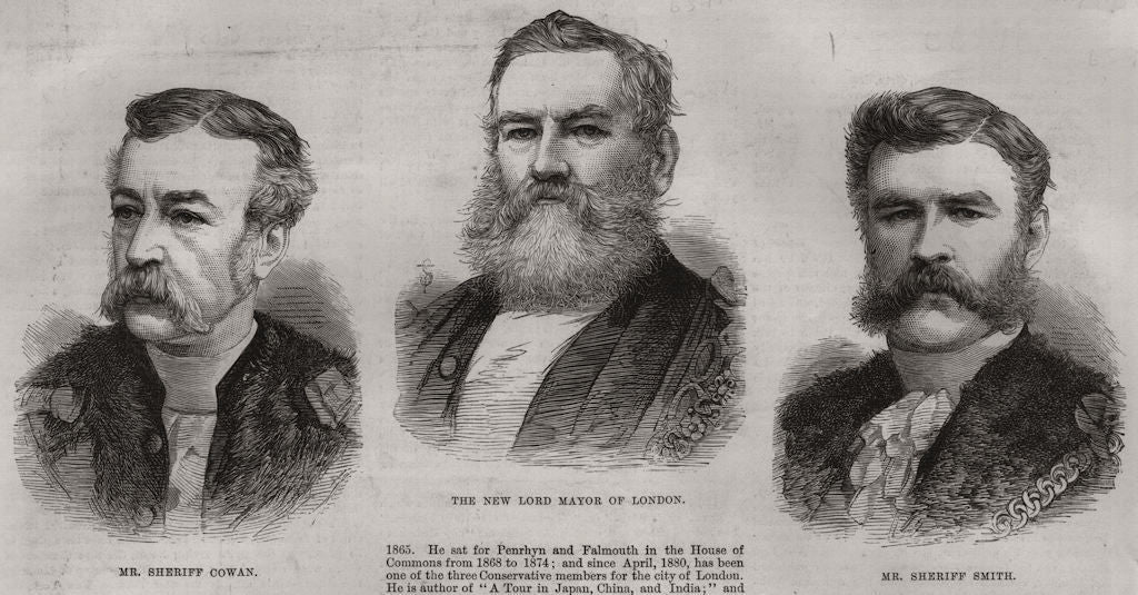 Mr. Sheriff Cowan: the new Lord Mayor of London: Mr. Sheriff Smith 1883 print